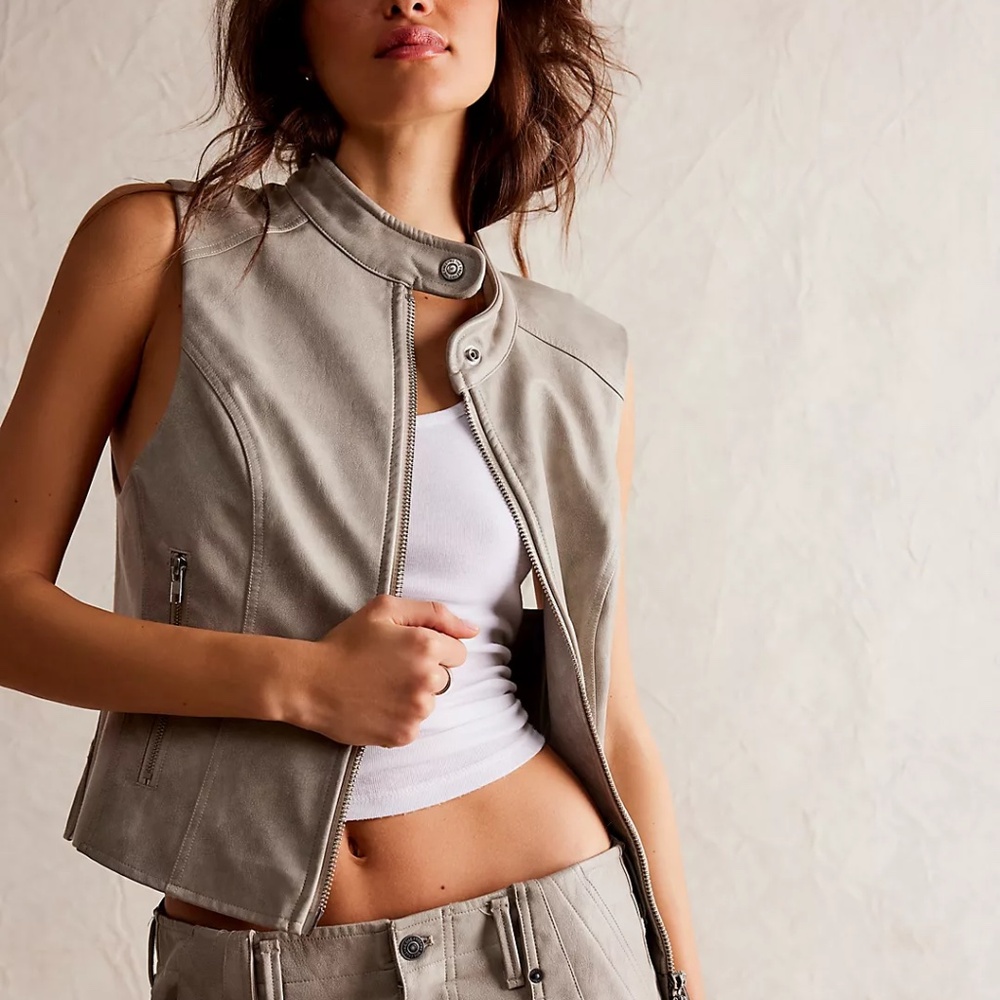 NWT Free People Sweeney Vegan Leather Vest Size M